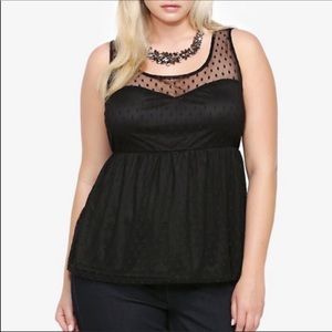 Torrid black mesh dot sweetheart babydoll